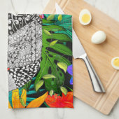 Tropical Flowers Monogram J Kitchen Towel キッチンタオル (四つ折り)