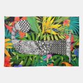 Tropical Flowers Monogram J Kitchen Towel キッチンタオル (横)