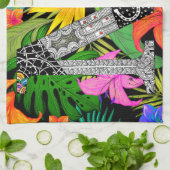 Tropical Flowers Monogram M Kitchen Towel キッチンタオル (折り畳み)