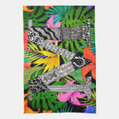 Tropical Flowers Monogram M Kitchen Towel キッチンタオル (縦)