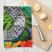 Tropical Flowers Monogram S Kitchen Towel キッチンタオル (四つ折り)