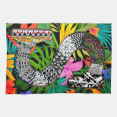 Tropical Flowers Monogram S Kitchen Towel キッチンタオル (横)