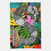 Tropical Flowers Monogram S Kitchen Towel キッチンタオル (縦)