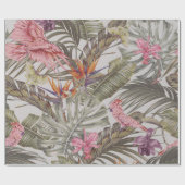 Tropical flowers,  palm leaves,  bird of paradise  ラッピングペーパー (フラット)