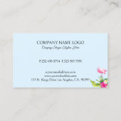 Tropical Flowers & Pink Flamingo On Blue Business 名刺 (裏面)