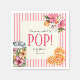 Tropical Flowers Pop Baby Shower Paper Napkins スタンダードカクテルナプキン