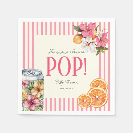Tropical Flowers Pop Baby Shower Paper Napkins スタンダードカクテルナプキン (正面)