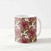 Tropical flowers seamless pattern | red flowers コーヒーマグカップ (正面右)