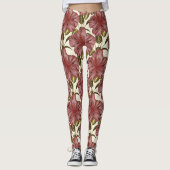 Tropical flowers seamless pattern | red flowers レギンス (正面)