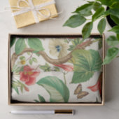 Tropical Flowers with Beautiful Red & Teal Bird 薄葉紙 (ギフト)