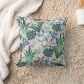 Tropical Foliage Floral Pattern クッション (ブランケット)