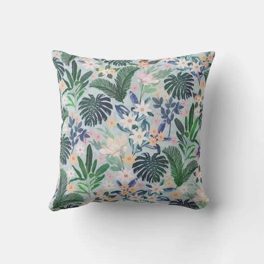 Tropical Foliage Floral Pattern クッション (裏面)