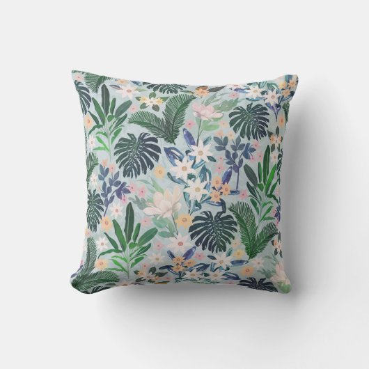 Tropical Foliage Floral Pattern クッション (正面)