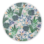 Tropical Foliage Floral Pattern セラミックノブ (正面)