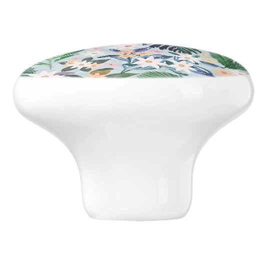 Tropical Foliage Floral Pattern セラミックノブ (側面)