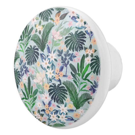 Tropical Foliage Floral Pattern セラミックノブ (右)