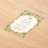 Tropical Forest Elephant Indian Bridal Shower アクリル招待状 (レイダウン)