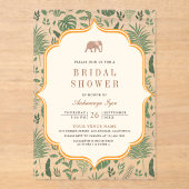 Tropical Forest Elephant Indian Bridal Shower アクリル招待状 (正面)