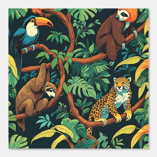 Tropical Forest Wildlife Removable Wall Mural 壁紙 (正面)