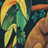 Tropical Forest Wildlife Removable Wall Mural  壁紙 (縫い目)