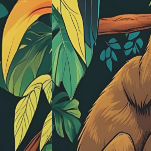 Tropical Forest Wildlife Removable Wall Mural  壁紙 (縫い目)