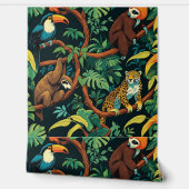 Tropical Forest Wildlife Removable Wall Mural  壁紙 (ほどく)