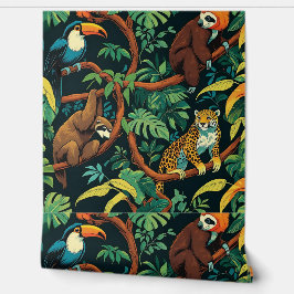 Tropical Forest Wildlife Removable Wall Mural  壁紙