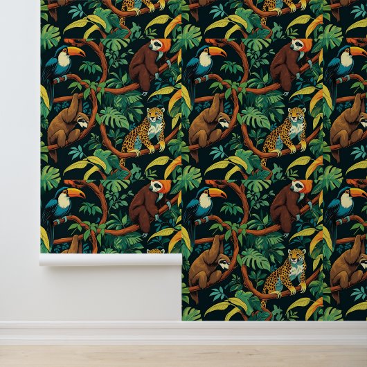 Tropical Forest Wildlife Removable Wall Mural  壁紙 (アプリケーション)