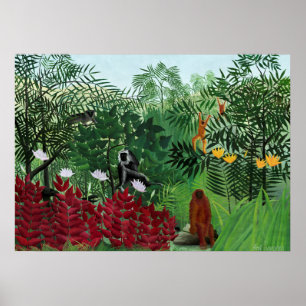 Tropical Forest with Monkeys by Henri Rousseau. ポスター
