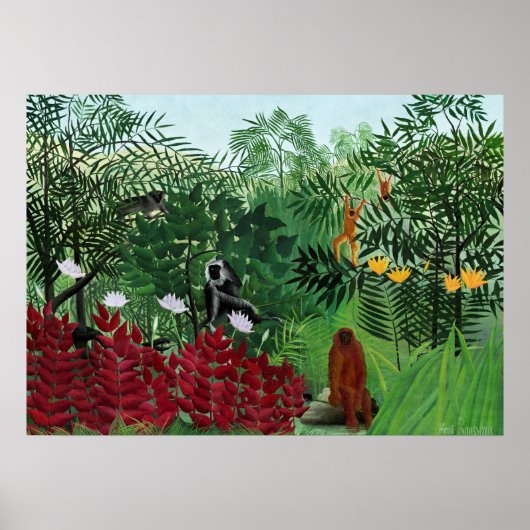 Tropical Forest with Monkeys by Henri Rousseau. ポスター (正面)