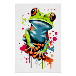 Tropical Frog Poster - Frog カラフル prince ポスター