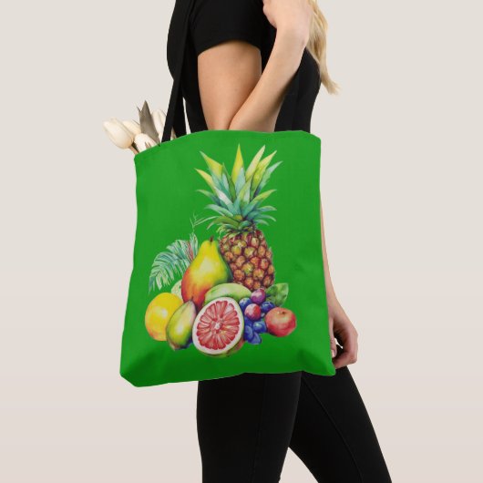 Tropical Fruit Collage トートバッグ (クローズアップ)