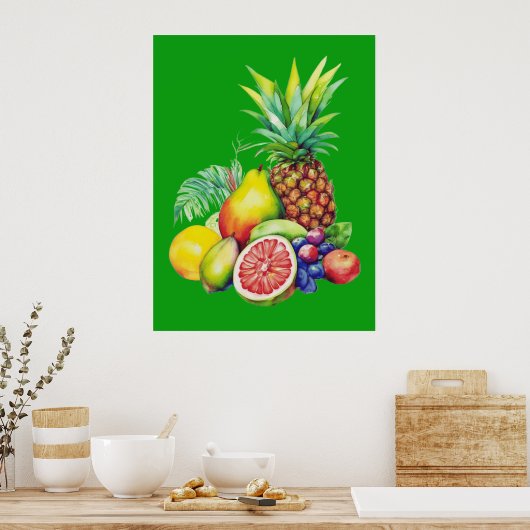 Tropical Fruit Collage ポスター (キッチン)