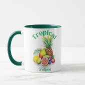 Tropical Fruit Collage on white マグカップ (左)