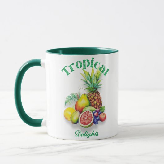 Tropical Fruit Collage on white マグカップ (左)