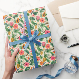 Tropical Fruit & Hibiscus Paradise Wrapping Paper ラッピングペーパー