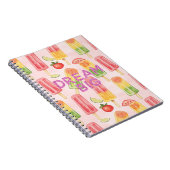 Tropical Fruit Popsicles Pink Dream Glitter Quote ノートブック (右側)