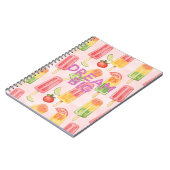 Tropical Fruit Popsicles Pink Dream Glitter Quote ノートブック (左側)