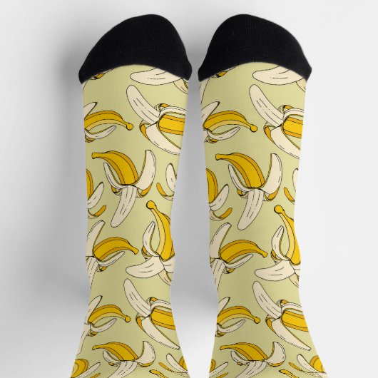 Tropical Fruit Print Bananas Patterned ソックス (上部)