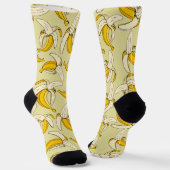 Tropical Fruit Print Bananas Patterned ソックス (傾斜あり)