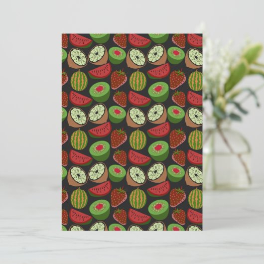 Tropical fruit seamless pattern colorful カード (スタンド正面)