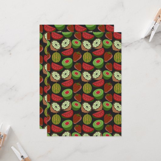 Tropical fruit seamless pattern colorful カード (正面/裏面インサイチュ)