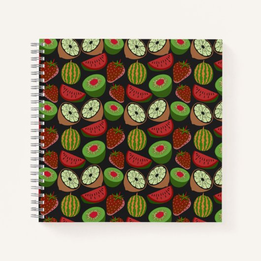 Tropical fruit seamless pattern colorful ノートブック (正面)