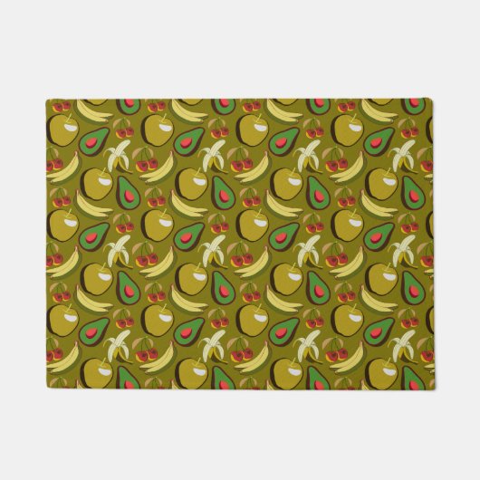 Tropical fruit seamless pattern yellow ドアマット (正面)