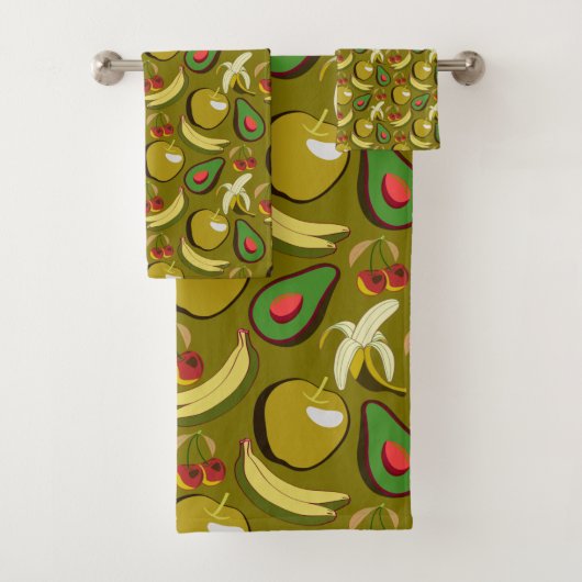 Tropical fruit seamless pattern yellow バスタオルセット (インサイチュ)