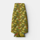 Tropical fruit seamless pattern yellow ボトルクーラー (正面)