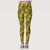 Tropical fruit seamless pattern yellow レギンス (正面)