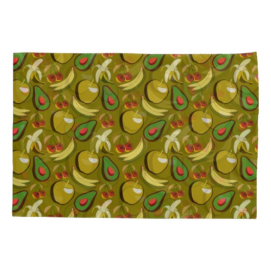 Tropical fruit seamless pattern yellow 枕カバー (裏面-左)