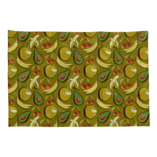 Tropical fruit seamless pattern yellow 枕カバー (裏面-右)