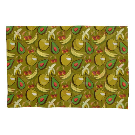 Tropical fruit seamless pattern yellow 枕カバー (正面左)